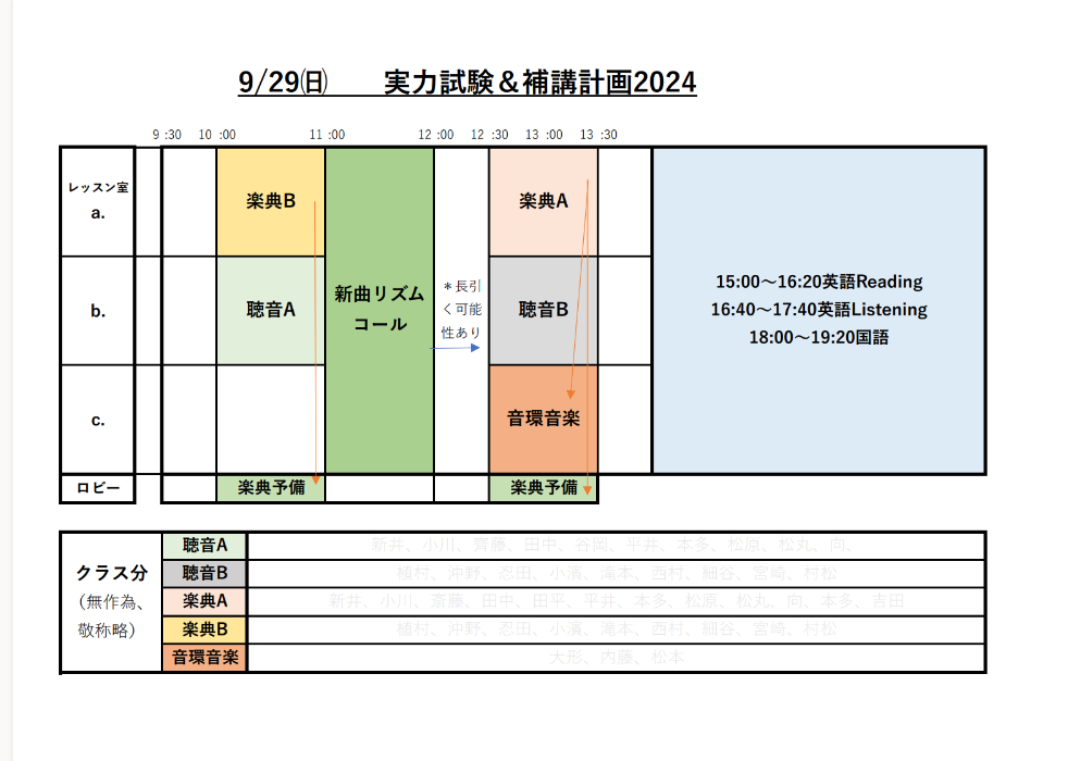 9/29㈰本日は【芸大受験音大受験用・第三回実力試験】実施します🎼